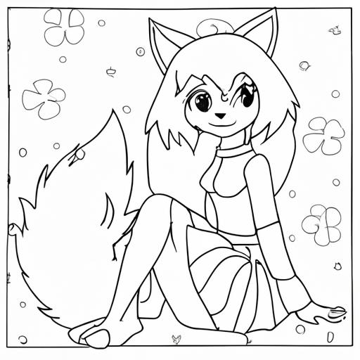 Unleash your creativity as you add your personal touch to this cute anime fox girl.